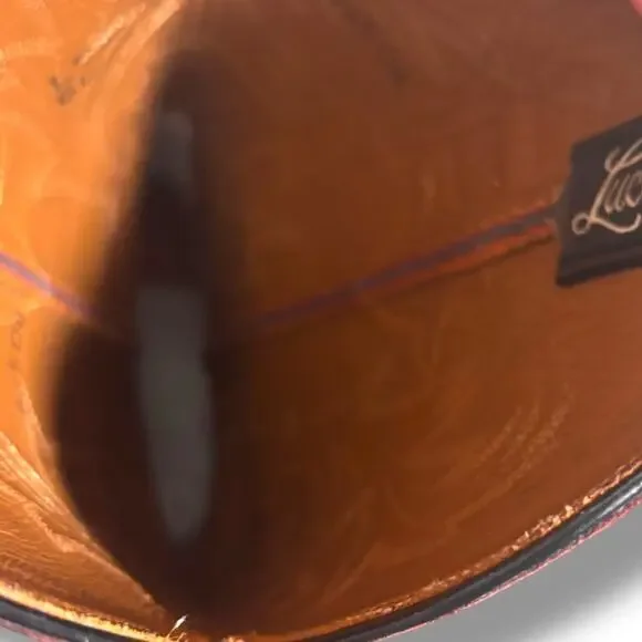 Lucchese Women’s Ostrich Cowboy Boots Size 7 Burgundy Western Leather Exotic - Picture 11 of 12